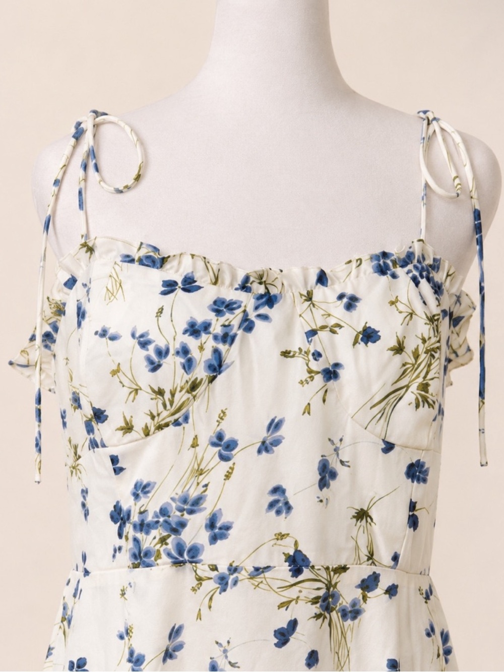 Commense Floral Tie Strap Smocked Back Ruffle Hem Maxi Dress - Picture 4 of 5
